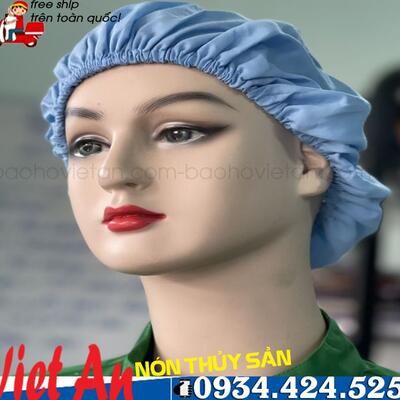 Nón Bánh Tiêu Vải Silk Màu Xanh