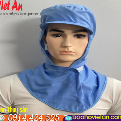 Nón Trùm Tóc Công Nhân Thủy Sản - Thực Phẩm Có Lưỡi Trai Cứng Màu Trắng