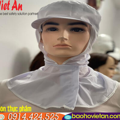 Nón Trùm Tóc Công Nhân Thủy Sản - Thực Phẩm Có Lưỡi Trai Cứng Màu Trắng