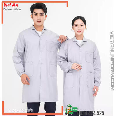 Áo Choàng Thực Phẩm Màu Xám Nhạt Dài Tay TPVA20