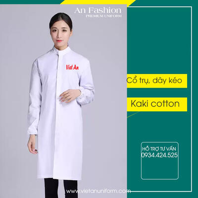 Áo Choàng Thủy Sản Dài Tay Màu Trắng Dài Tay ACTSVA03