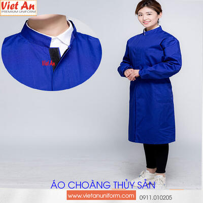 ÁO CHOÀNG THỦY SẢN MÀU XANH BÍCH CỔ TRỤ DÀI TAY ACTSVA10