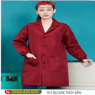 Áo Choàng Thủy Sản Dài Tay Màu Đổ Đô Cổ Ve  Ống Tay Bo Thun ACTSVA17