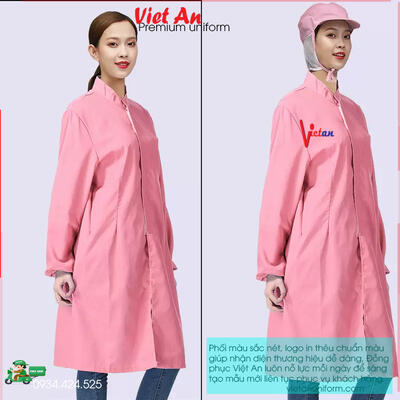 Áo Choàng Thủy Sản Cổ Trụ Màu Hồng Dài Tay Có Nón  ACTSVA18
