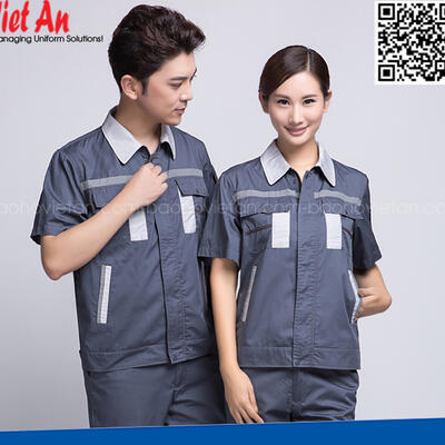 Quần Áo Bảo Hộ Lao Động Ngắn Tay Xám Đậm Phối Xám QANTVA13