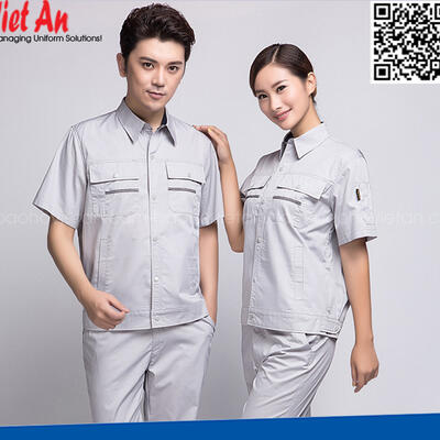Quần Áo Bảo Hộ Lao Động Ngắn Tay Xám Trắng QANTVA15