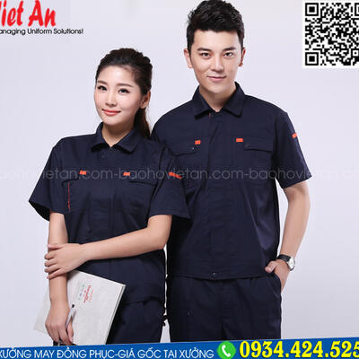 Quần Áo Bảo Hộ Lao Động Ngắn Tay Xanh Đen QANTVA25