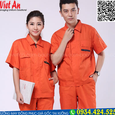 Quần Áo Bảo Hộ Lao Động Ngắn Tay Cam QANTVA26