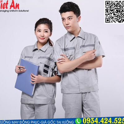 Quần Áo Bảo Hộ Lao Động Ngắn Tay Xám Phản Quang QANTVA29