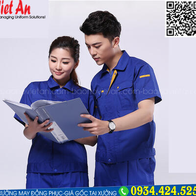 Quần Áo Bảo Hộ Lao Động Ngắn Tay Xanh Phối Vàng QANTVA31