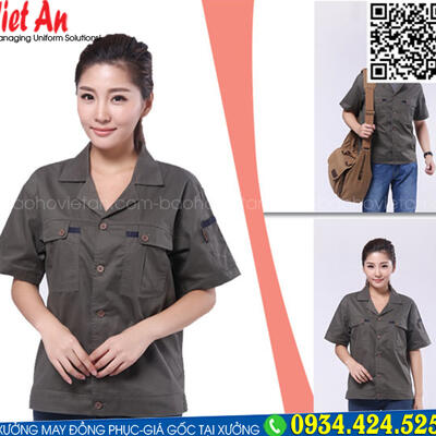 Áo Bảo Hộ Lao Động Ngắn Tay Nâu QANTVA36