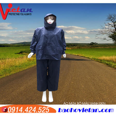 Bộ Quần Áo Mưa Xanh Đen - Hàng Có Sẵn