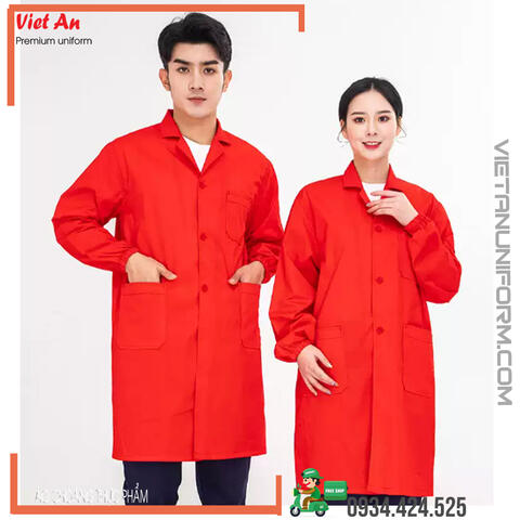 Áo Choàng Thực Phẩm Màu Đỏ Dài Tay ACTPVA16