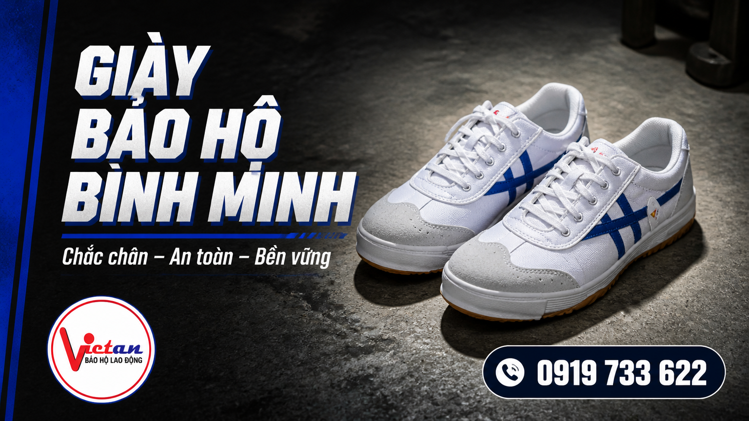 Đế giày chống trơn trượt tăng độ bám trên nền gạch, bê tông và khu vực có dầu nhớt, đảm bảo an toàn khi di chuyển.