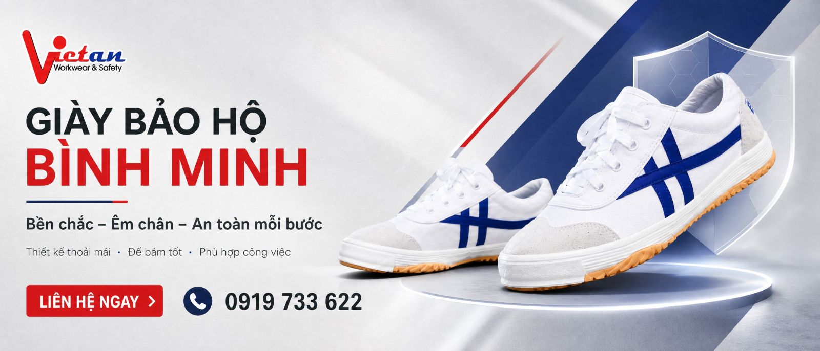 Mẫu giày bảo hộ Bình Minh chính hãng với thiết kế chắc chắn, chống va đập, chống trơn trượt, phù hợp cho nhiều môi trường làm việc.